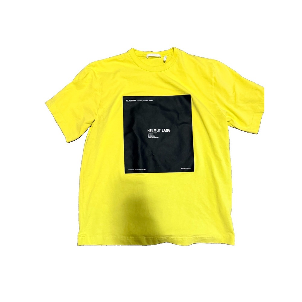 Helmut Lang 2021 Graphic T Shirt Mens M Yellow Logo Made Portugal Designer Y2K